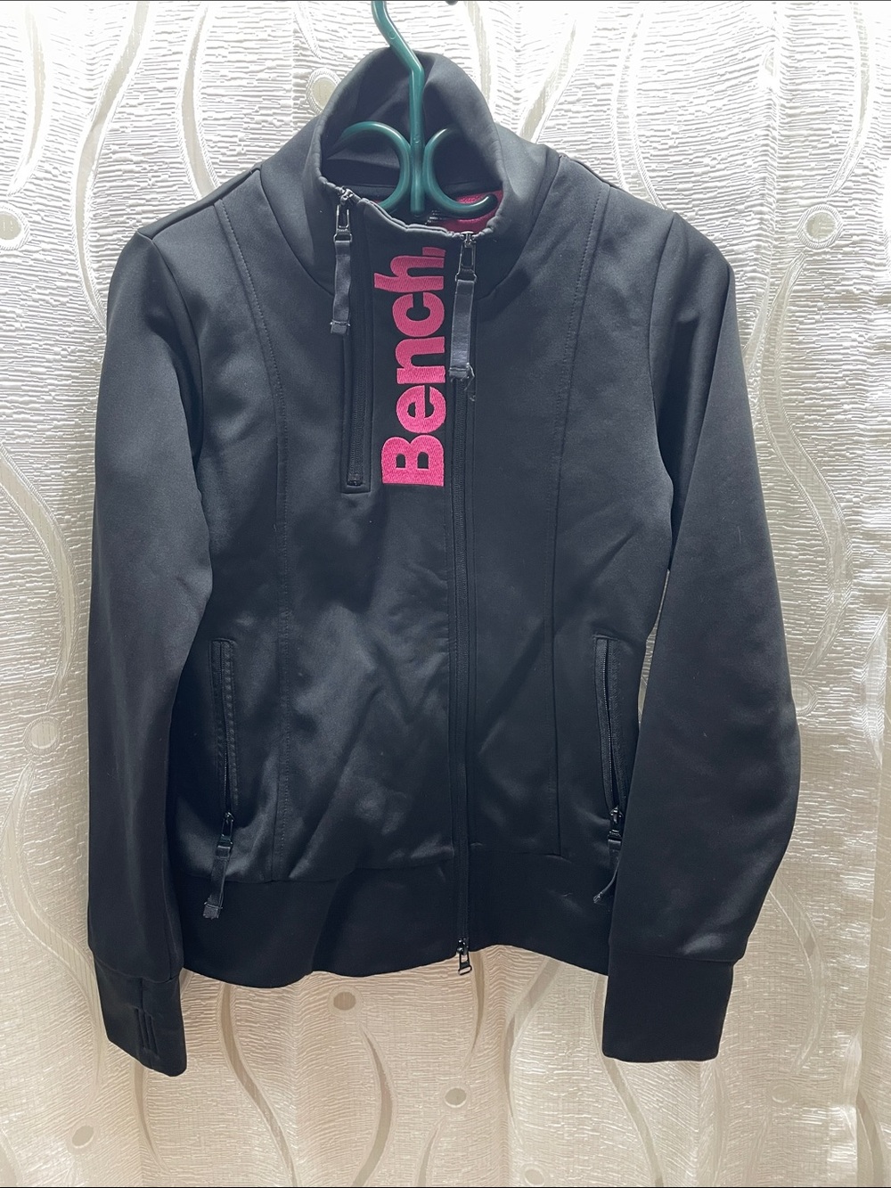 Bench Black Bomber Jacket with Pink Logo